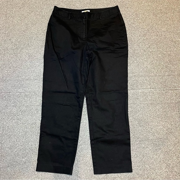 Talbots Stretch Linen Blend Pants Womens Size 12 Black Straight Leg Chinos - Picture 1 of 12